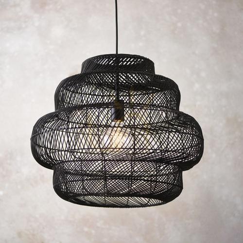 Jelölje be Függőlámpa Endon Tenoko fekete rattan E27 52,5 cm