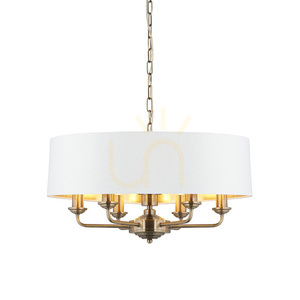 Endon Highclere 98933 hatégős függeszték antikolt sárgaréz vintage white búrák Ø55 cm 35-174 cm small 0