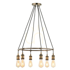 Indusztriális függőlámpa Endon HAL 99914 6×E27 antik sárgaréz 54 cm small 0