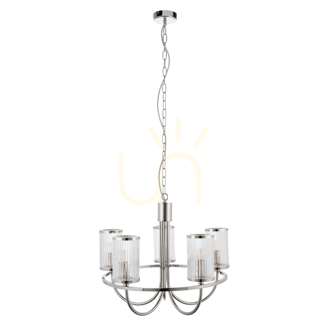 Kilátás Függőlámpa Endon Henbury Ezüst 5 karos E14 Dimmelhető 57 cm Függőlámpa Endon Henbury Ezüst 5 karos E14 Dimmelhető 57 cm