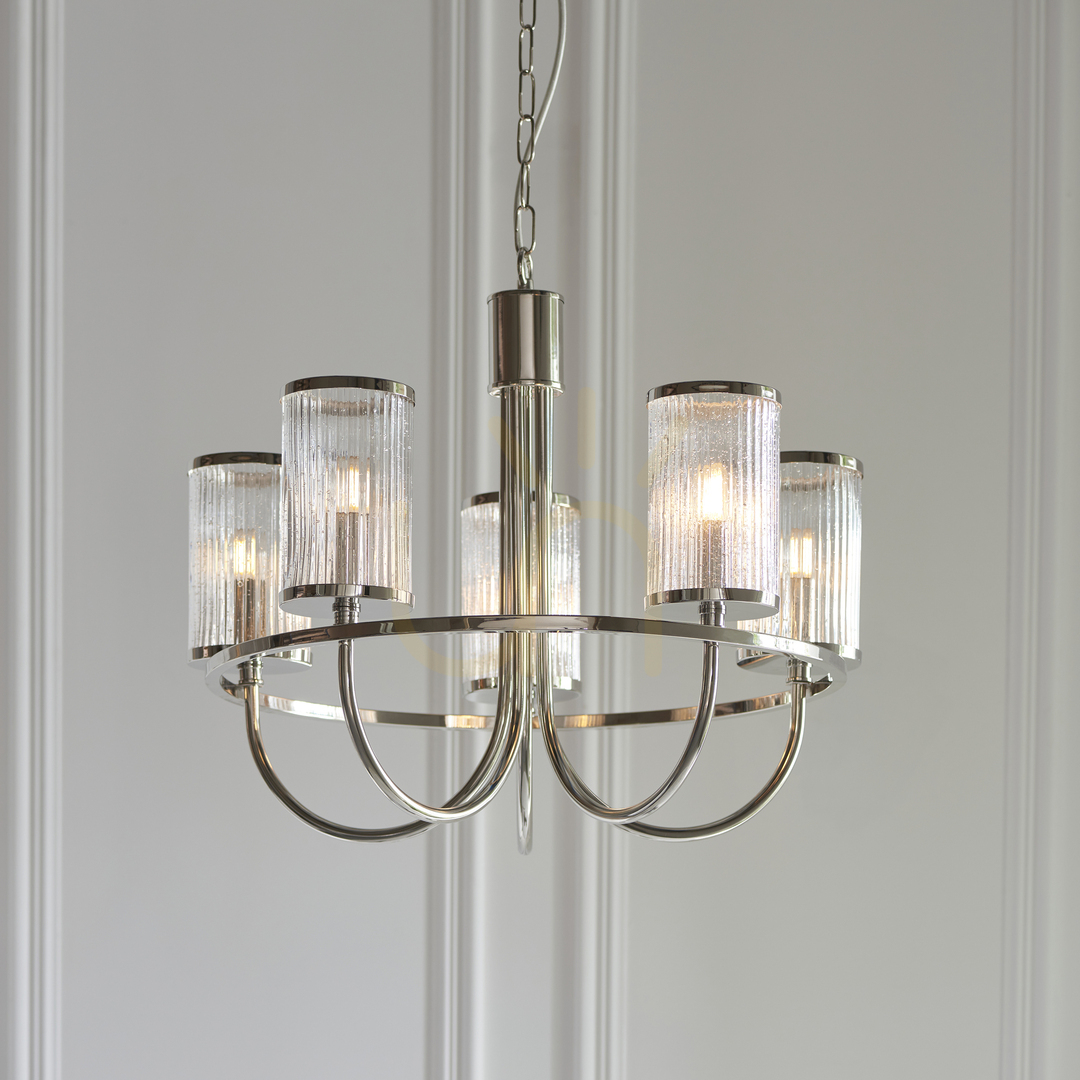 Kijelző Függőlámpa Endon Henbury Ezüst 5 karos E14 Dimmelhető 57 cm Függőlámpa Endon Henbury Ezüst 5 karos E14 Dimmelhető 57 cm