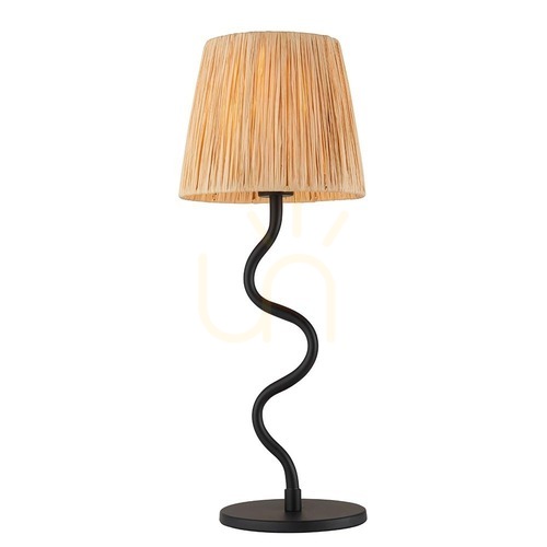 Jelölje be Asztali lámpa Endon Wriggle fekete rattan fém E14