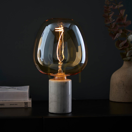 Jelölje be Endon Swirl E27 dekor LED fényforrás, 4 W 2000 K, borostyán üveg, Ø 19 cm