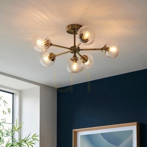 Endon Allegra mennyezeti lámpa antik sárgaréz 6×E14 üveg Ø64 cm small 4
