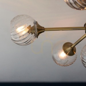 Endon Allegra mennyezeti lámpa antik sárgaréz 6×E14 üveg Ø64 cm small 8