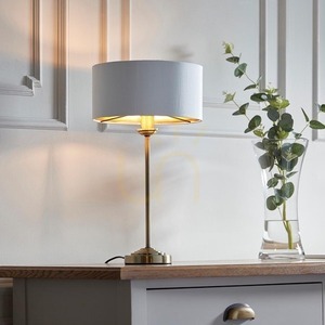 Endon Highclere asztali lámpa, antik sárgaréz, vintage fehér, E14, 44,7 cm small 6