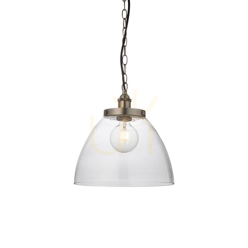 Jelölje be Endon Hansen Grand függőlámpa, antik ónszínű fém és átlátszó üveg, E27, 33 cm