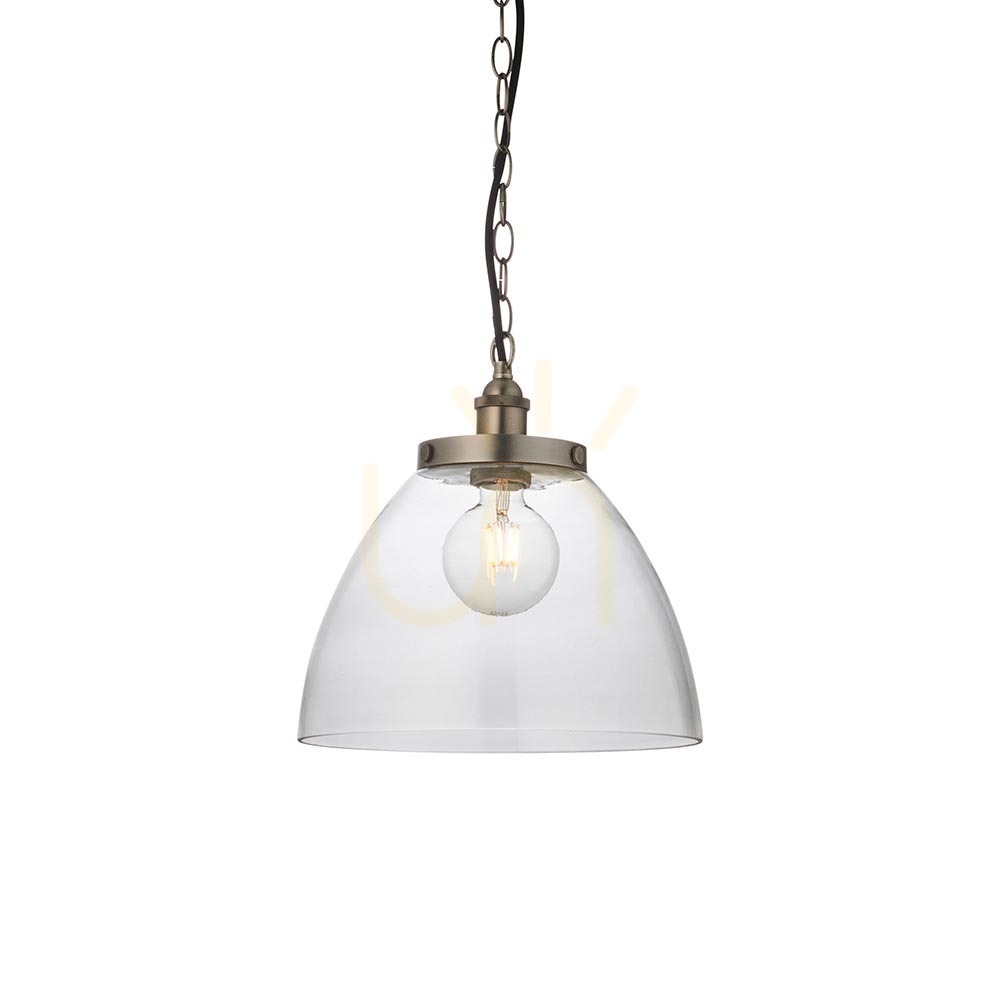 Jelölje be Endon Hansen Grand függőlámpa, antik ónszínű fém és átlátszó üveg, E27, 33 cm Endon Hansen Grand függőlámpa, antik ónszínű fém és átlátszó üveg, E27, 33 cm