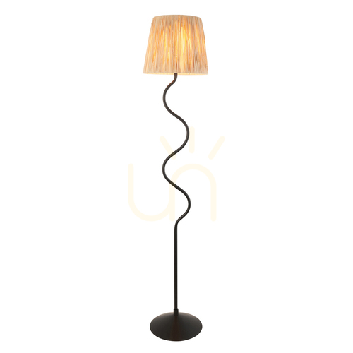 Jelölje be Állólámpa Endon Wriggle fekete természetes rost 150 cm E27