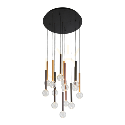 Jelölje be ALINOS PND-24019-14A-BK fekete 14 égős függőlámpa 62 cm LED 58W 4410lm 3000K szabályozható ITALUX