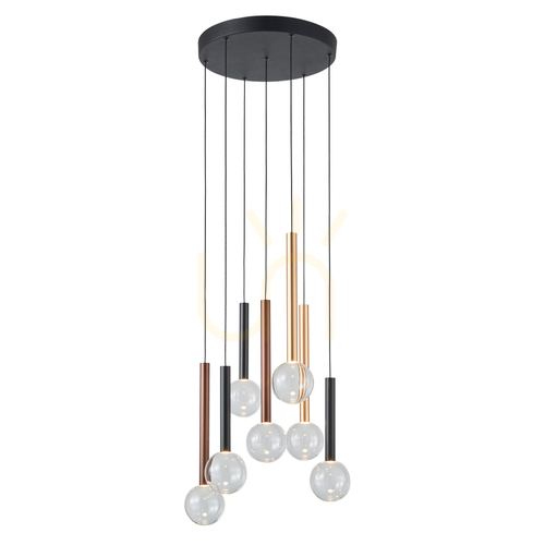Jelölje be Italux LED függőlámpa fekete üveg 7-pontos 28W PND-24019-7A-BK