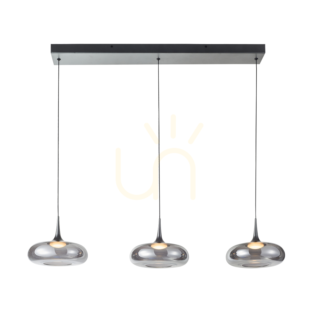 Jelölje be Italux LED függőlámpa 3 pontos füstös üveg ezüst PND-24028-3B-SILV Italux LED függőlámpa 3 pontos füstös üveg ezüst PND-24028-3B-SILV