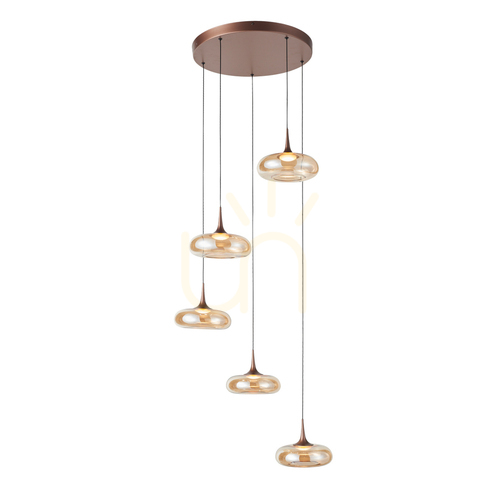 Jelölje be Italux Tenele LED réz függőlámpa 5 pontos PND-24028-5A-COPP