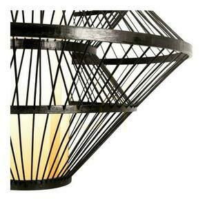 Függőlámpa Lucide Pasquino fekete 60 cm japandi természetes furnér E27 21445/60/30 small 5