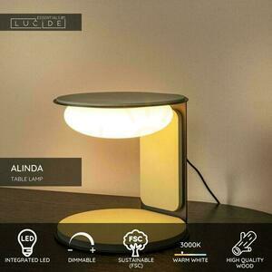 Lucide ALINDA zöld LED asztali lámpa fa-üveg, USB, 20 cm, dimmelhető small 3
