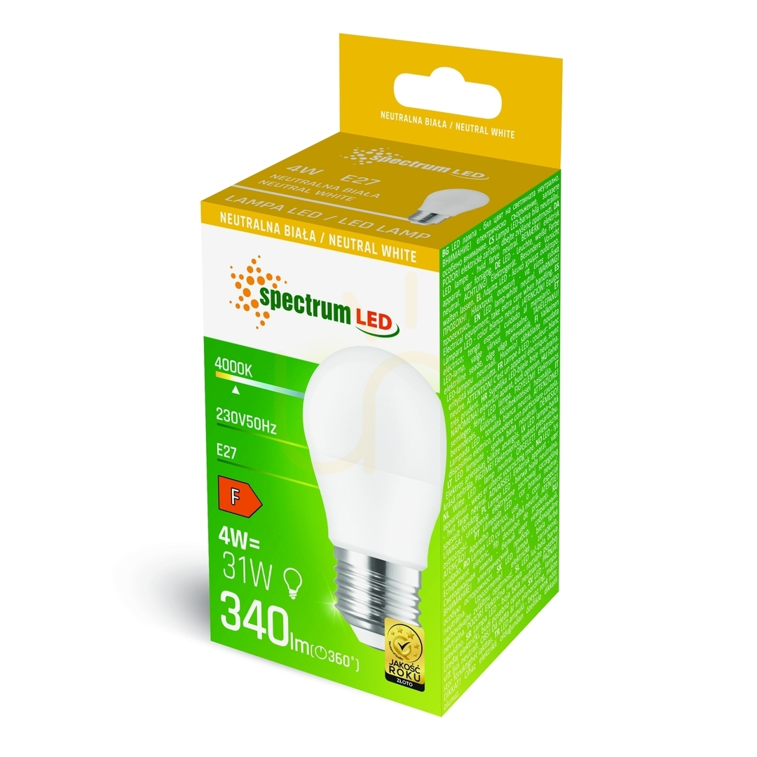 Kilátás LED izzó gömb E27 230V 4W NW spektrum. LED izzó gömb E27 230V 4W NW spektrum.
