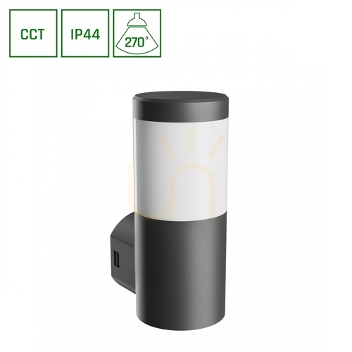 Jelölje be Kültéri fali lámpa Stella Column Wall GU10 6W CCT 230V 270 St IP44 Ik08 100 X130 X245mm fekete kerek homlokzat.