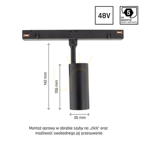 Spectrum LED Shift Smart Spot S mágneses sínspot 6 W CCT fekete 24° small 6