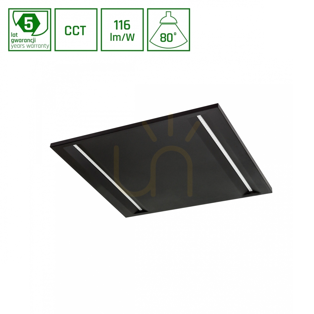 LED panel ALGINE Line 40W 3 CCT 230V 80 St IP20 600x600x15mm fekete Ugr<16 5 év garancia