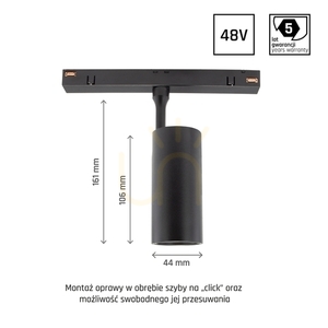 Spotlight for Busbars System Shift Smart Spotm irányított lámpatest 44x100x145mm 10W 24st Fekete CCT/Dim 5 év garancia. small 6