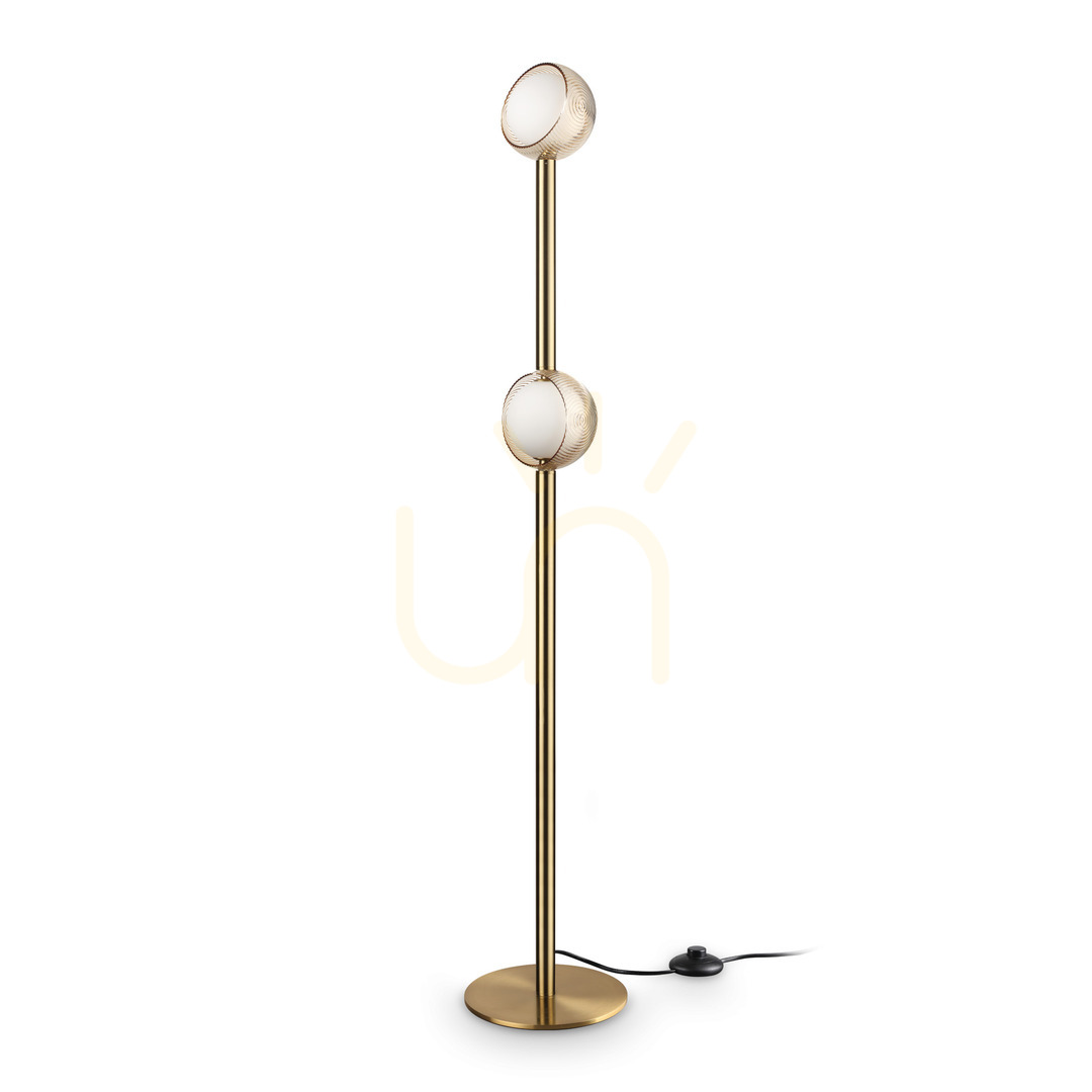 Stehlampe Ideallux Bloom Messing LED 11W 2-flammig Ø30 cm 366616
