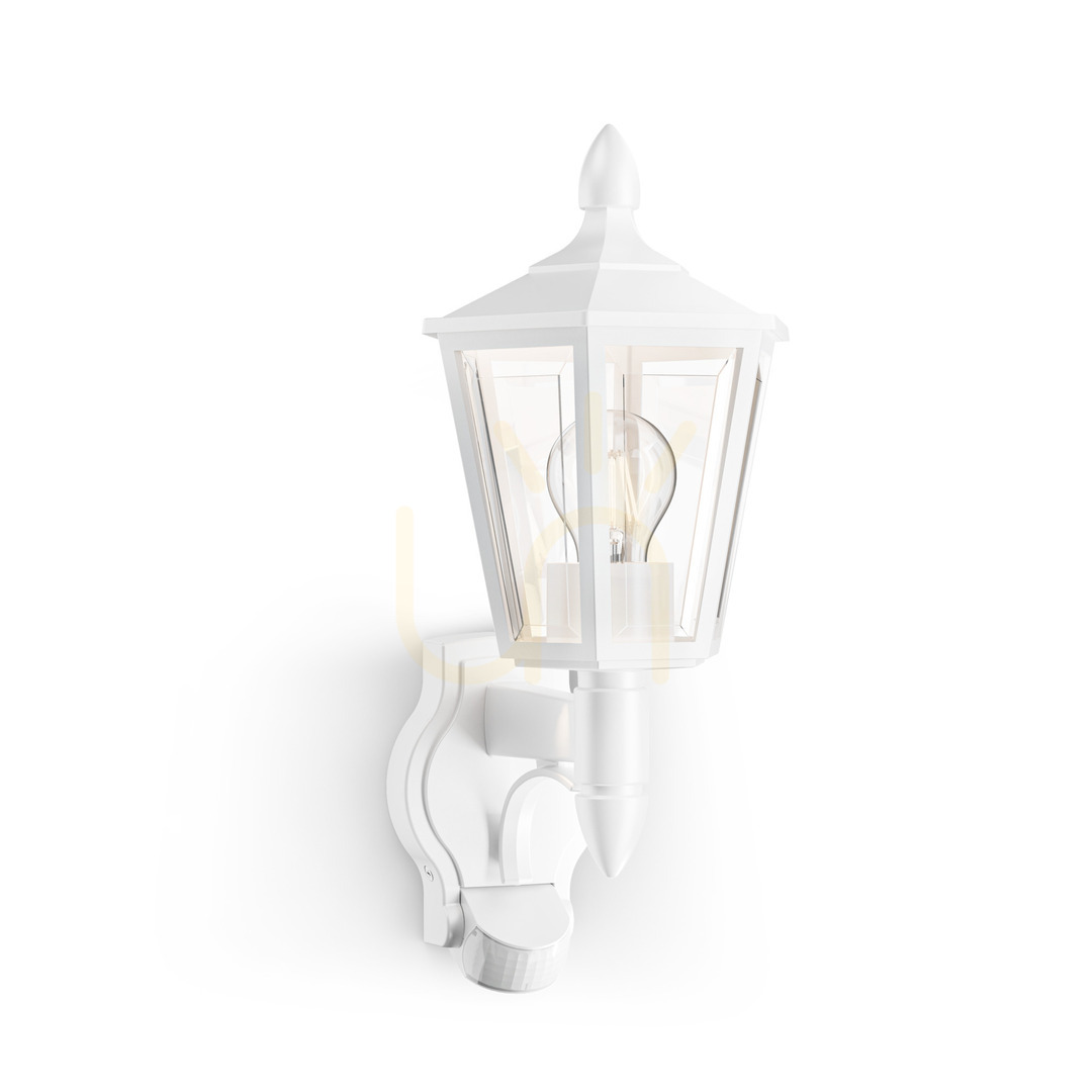Jelölje be Homlokzati lámpa mozgás- és szürkületérzékelővel Steinel L 16 S PIR max.20W w Led E27 IP44 IK03 230V fehér / műanyag Homlokzati lámpa mozgás- és szürkületérzékelővel Steinel L 16 S PIR max.20W w Led E27 IP44 IK03 230V fehér / műanyag