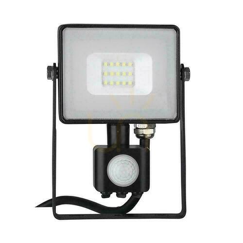 Jelölje be V-TAC LED reflektor 10W SAMSUNG CHIP mozgásérzékelő cut-OFF funkció fekete VT-10-S-B 6400K 800lm 5 év garancia