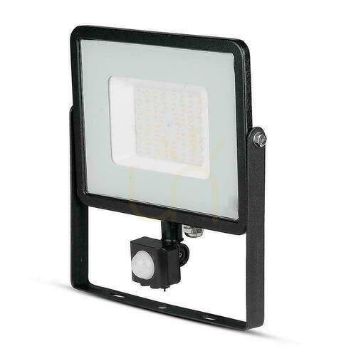 Jelölje be V-TAC 50W SAMSUNG CHIP LED reflektor mozgásérzékelő cut-OFF funkció fekete VT-50-S-B 6400K 4000lm 5 év garanciával