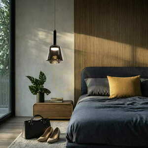 Candellux BUENO 31-50441 függőlámpa, füstüveg búra Ø 18 cm, fekete szerelvény, GX53 max. 9 W small 2