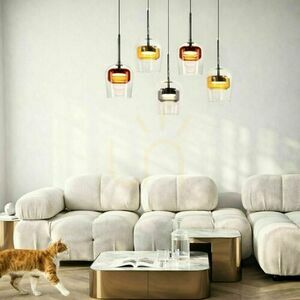 GLAXI függeszték 5×GX53 fekete, 65 cm-es sínen, színes üvegbúrák, Candellux 35-50434 small 3