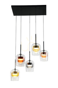 GLAXI függeszték 5×GX53 fekete, 65 cm-es sínen, színes üvegbúrák, Candellux 35-50434 small 0
