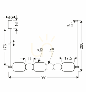 Candellux PLAYA 36-50533 függőlámpa, fekete, átlátszó üveggel, 17 W LED, 3000 K, 97 cm small 2