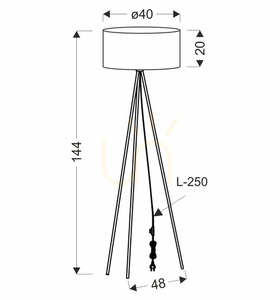 Candellux SHANTI 51-38722 háromlábú állólámpa fekete szürke búra E27 144 cm small 2
