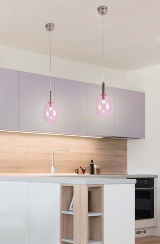 Jelölje be Candellux LUKKA függőlámpa rózsaszín üveg króm LED 6 W 18 cm 50133209