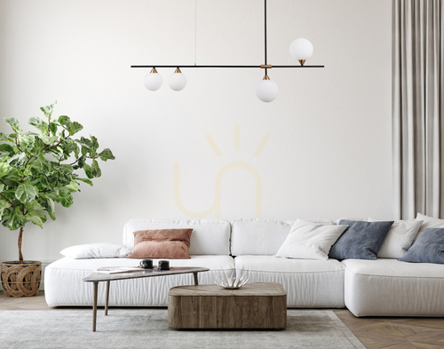 Jelölje be Italux Belmonte 4-égős G9 LED függőlámpa fekete-sárgaréz PND-9152-4-OPAL