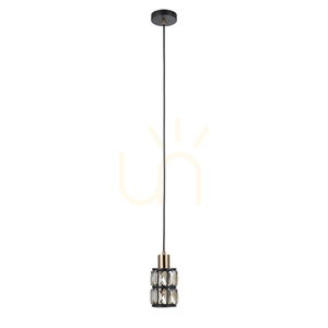Italux Menfi fekete-sárgaréz üveg borostyán E27 függőlámpa PND-44236-1-BK-GD small 3