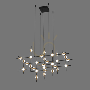 Italux LED függőlámpa fekete-arany 30 pontos 72W 3000K távirányítós MD18001067-30A BG small 2