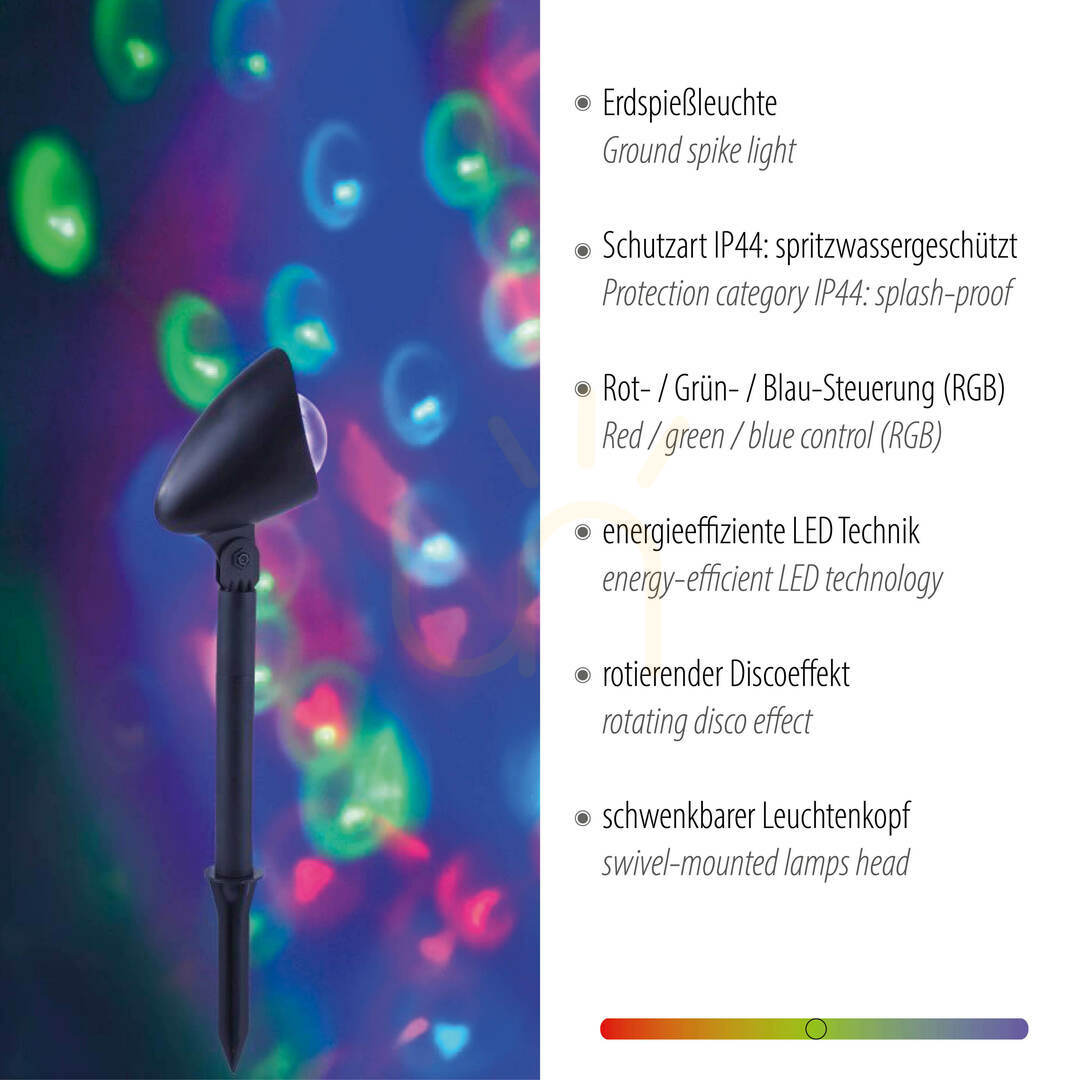 Előnézet DISCO kerti lámpa 19035-18 Fekete 1xLED DISCO kerti lámpa 19035-18 Fekete 1xLED