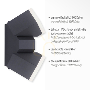 Kültéri fali lámpa RYAN 9722-13 antracit 2xLED IP54 small 3