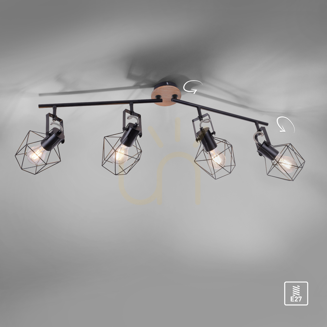 Kilátás Plafond JARO 15674-78 Fekete 4xE27 Plafond JARO 15674-78 Fekete 4xE27