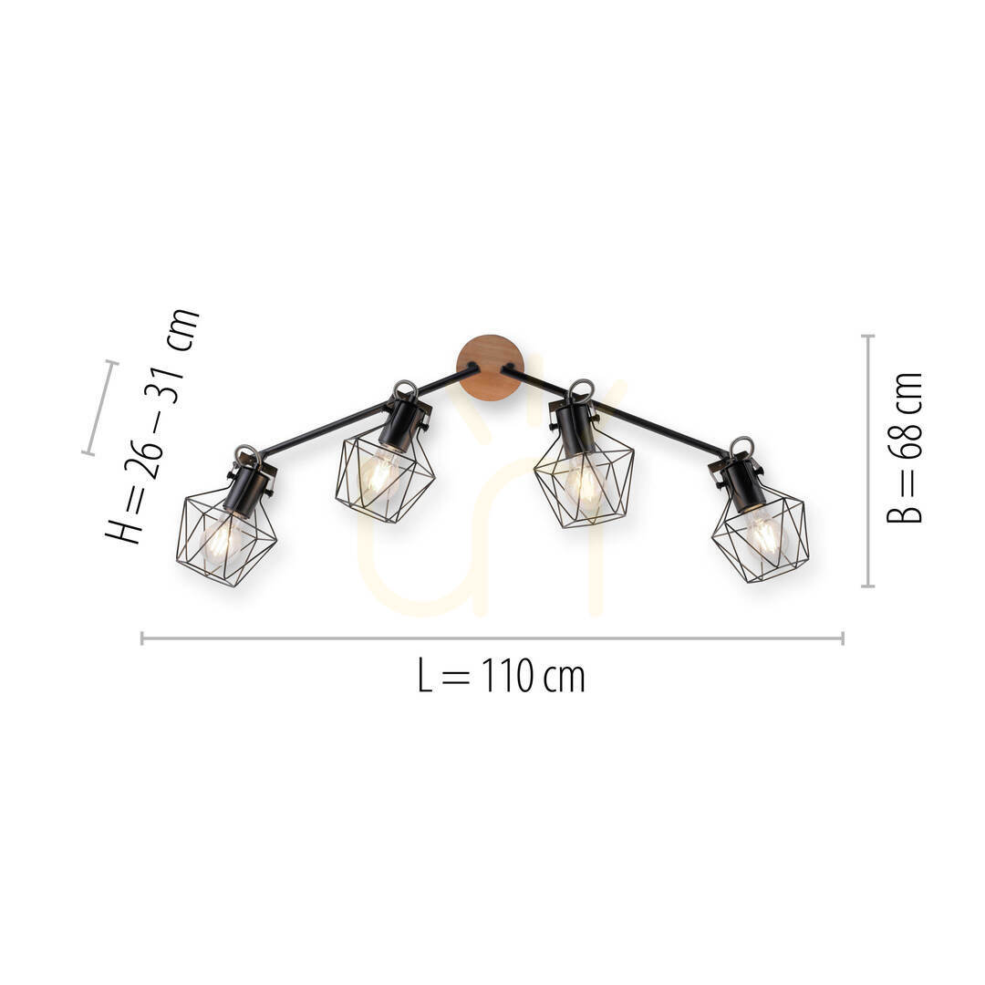Előnézet Plafond JARO 15674-78 Fekete 4xE27 Plafond JARO 15674-78 Fekete 4xE27