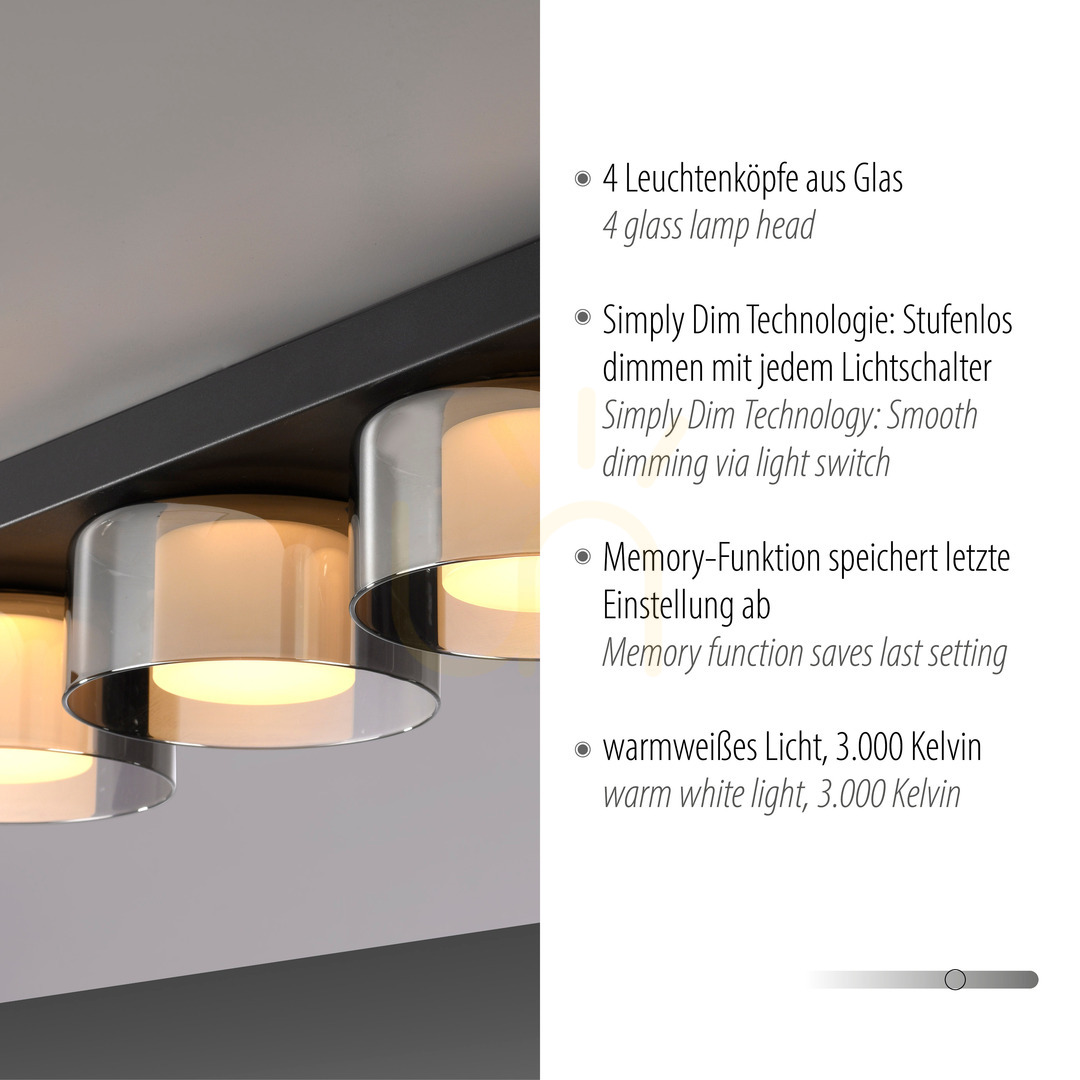 Kijelző Plafond RIKA 6164-18 Fekete 4xLED Plafond RIKA 6164-18 Fekete 4xLED