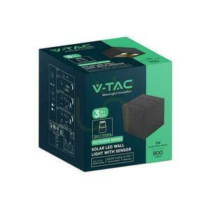 V-TAC napelemes/USB fali lámpatest 9W LED COB fekete kocka 15x15cm IP65 mozgásérzékelő VT-409CCT 800lm small 5