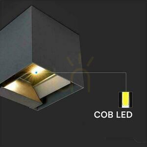 V-TAC napelemes/USB fali lámpatest 9W LED COB fekete kocka 15x15cm IP65 mozgásérzékelő VT-409CCT 800lm small 7