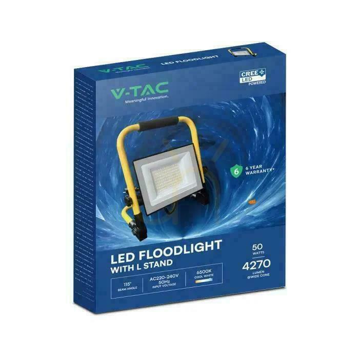 Kilátás V-TAC 50W CREE CHIP IP65 LED hordozható reflektor VT-44049 4000K 4270lm 6 év garancia. V-TAC 50W CREE CHIP IP65 LED hordozható reflektor VT-44049 4000K 4270lm 6 év garancia.
