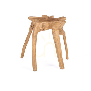 BAZAR BIZAR Rooty teakfa kisasztal, natúr, 45 cm magas small 3