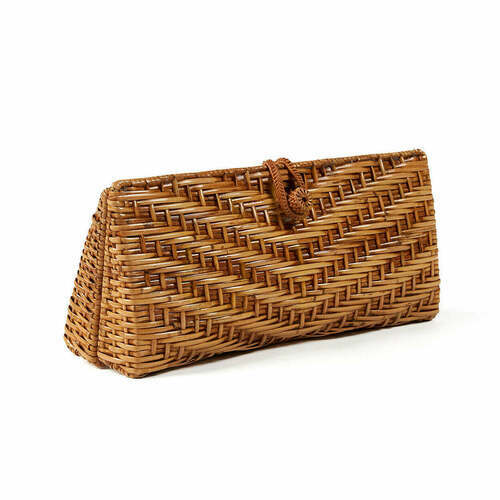 Jelölje be BAZAR BIZAR The Clutch-a-lot természetes rattan alkalmi táska 28 cm
