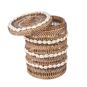 Bazar Bizar The Shell rattan tárolókosár természetes barna 21 × 21 × 32 cm small 10