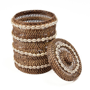 Bazar Bizar The Shell rattan tárolókosár természetes barna 21 × 21 × 32 cm small 13