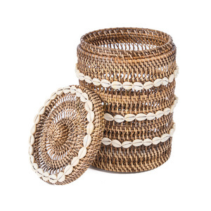 Bazar Bizar The Shell rattan tárolókosár természetes barna 21 × 21 × 32 cm small 8